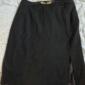 Express Black Pencil Skirt with Gold Accent